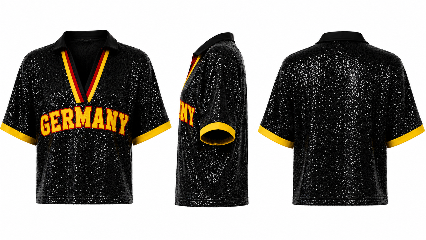 World Football Sequin Crop Top | National Team Inspired Jerseys