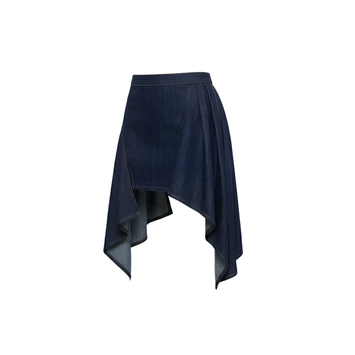 Cherry Glow Asymmetric Draped Denim Mini Skirt | Indigo Blue