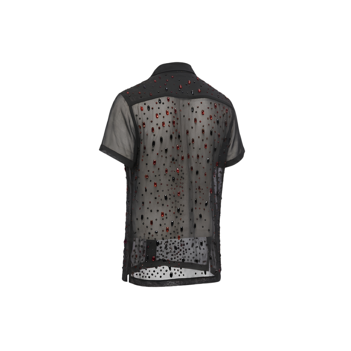 Cherry Glow Beaded Chiffon Shirt Black / Limited Edition