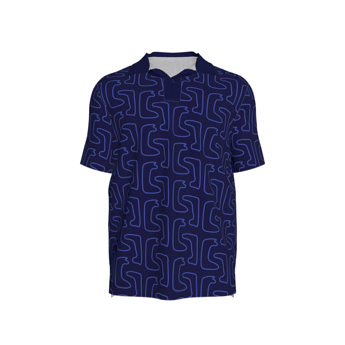 Maze Pattern Polo Shirt Short Sleeves | Indigo Blue Edition