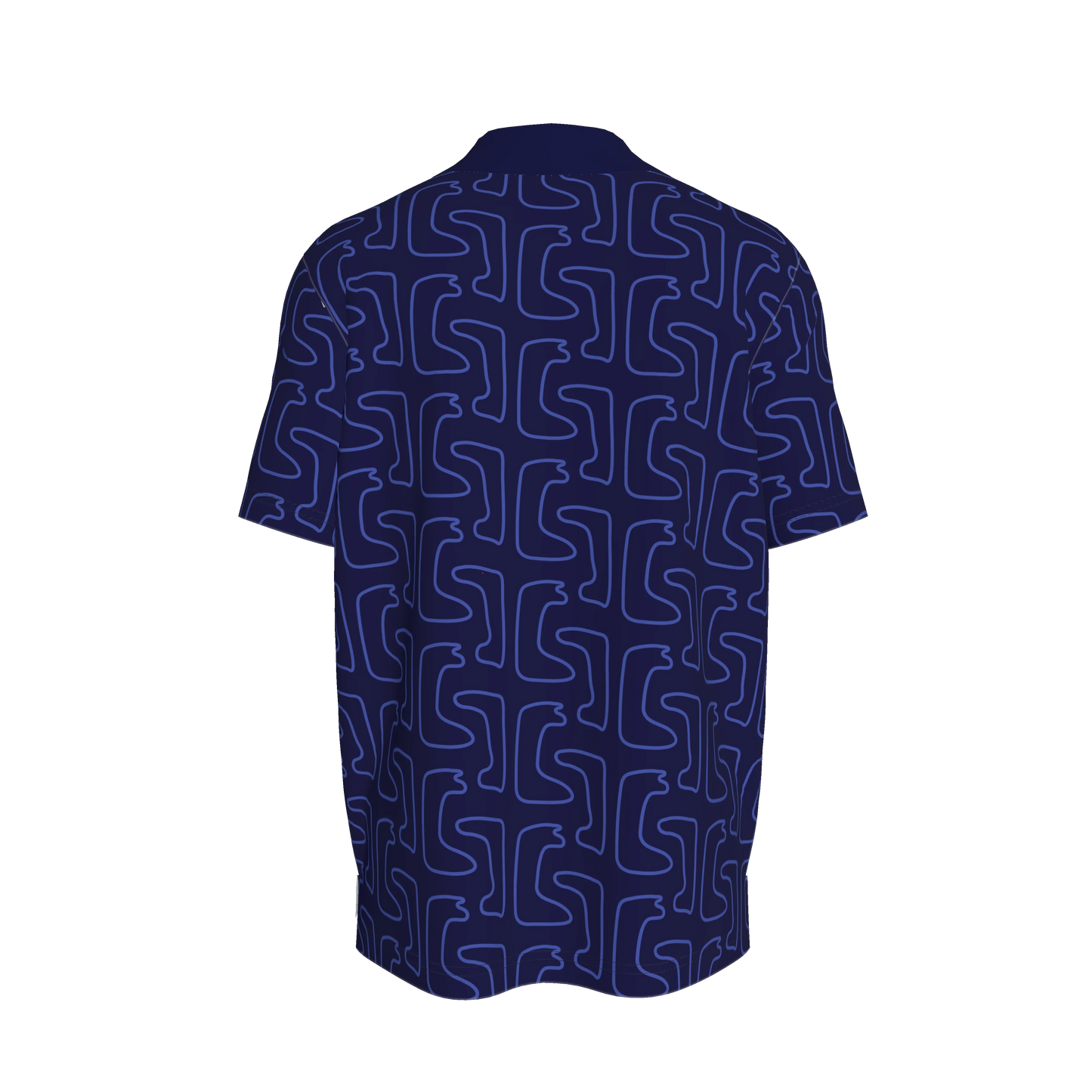 Maze Pattern Polo Shirt Short Sleeves | Indigo Blue Edition