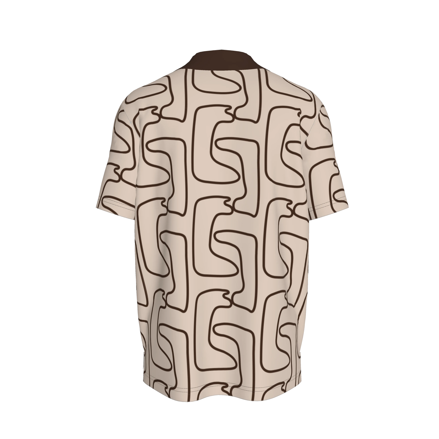 Polo Shirt | Maze Pattern Brown/Beige Oversized Print