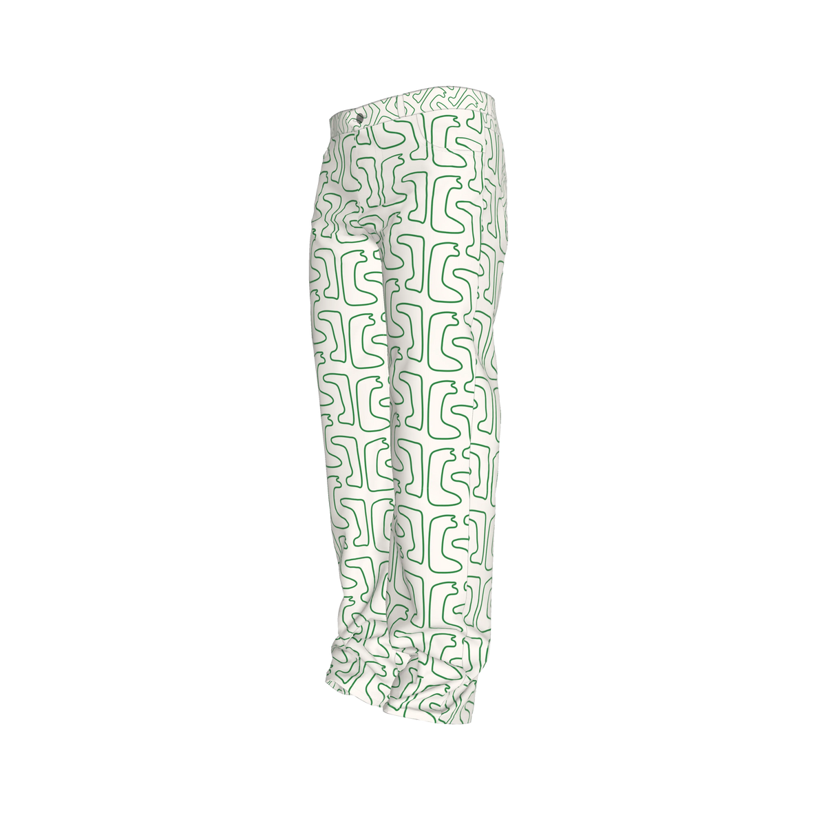Off White/Peridot Maze Pattern Straight Leg Jeans