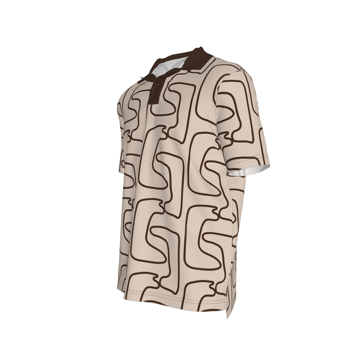 Polo Shirt | Maze Pattern Brown/Beige Oversized Print