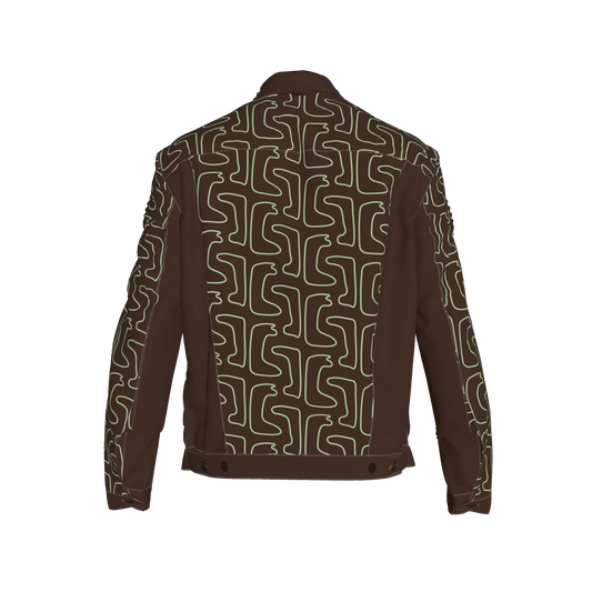 Jean Jacket Green Maze Print