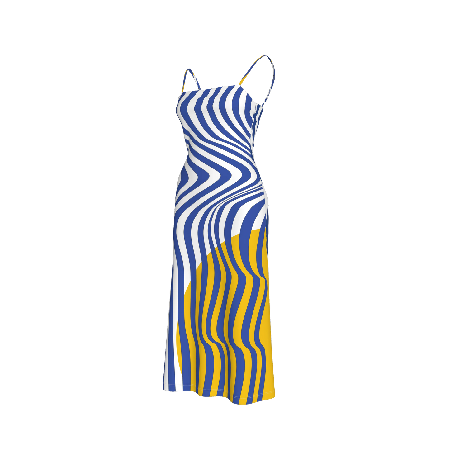 Blue Stripes Yellow circle Dress