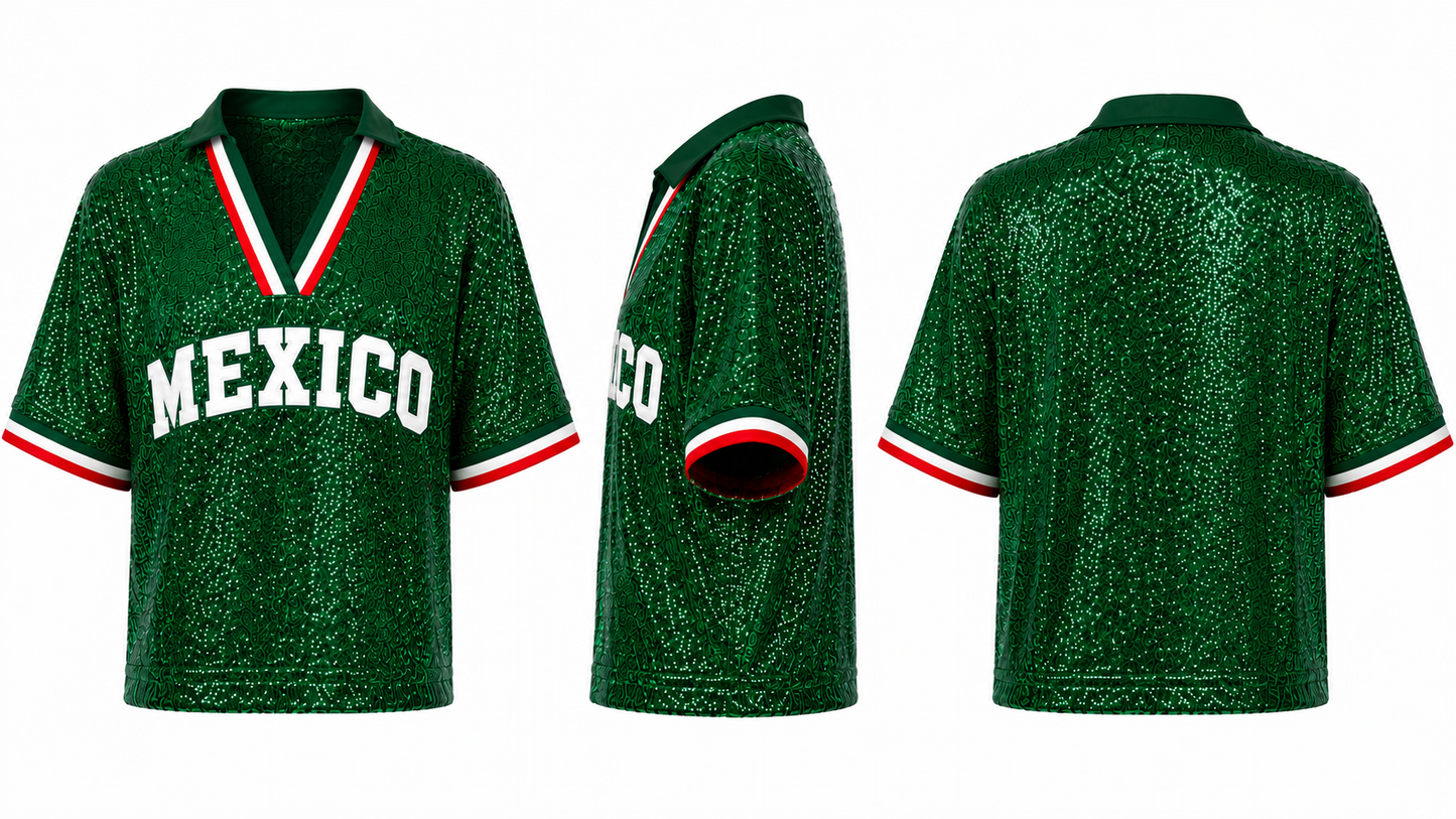 World Football Sequin Crop Top | National Team Inspired Jerseys