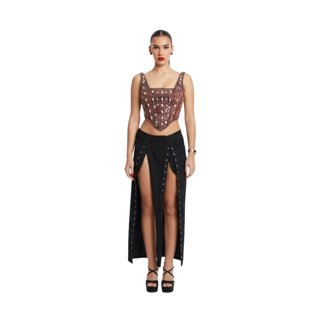 Crystal & Rhinestone Embellished Corset Top