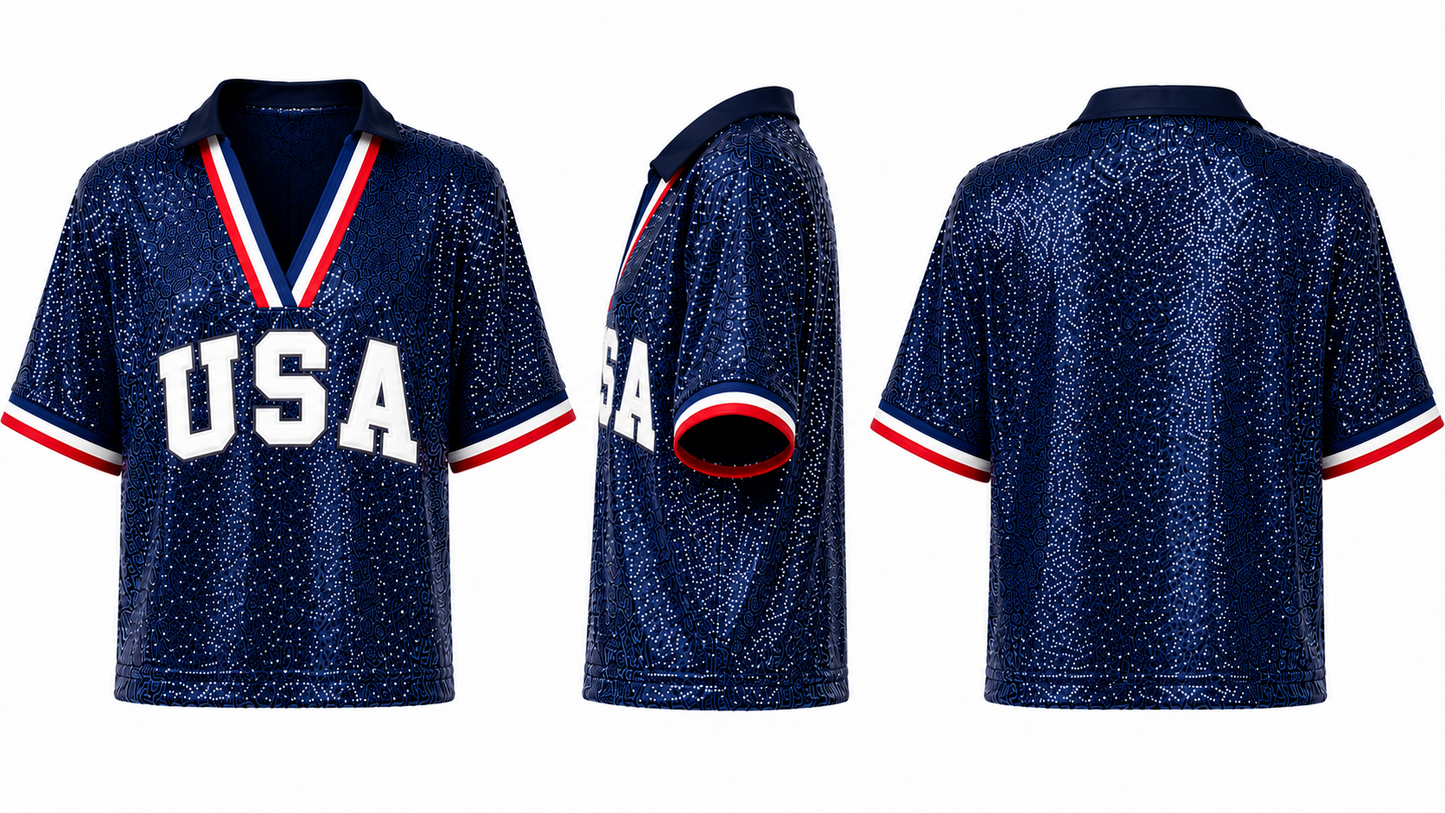 World Football Sequin Crop Top | National Team Inspired Jerseys