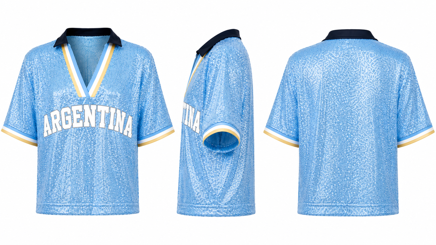 World Football Sequin Crop Top | National Team Inspired Jerseys