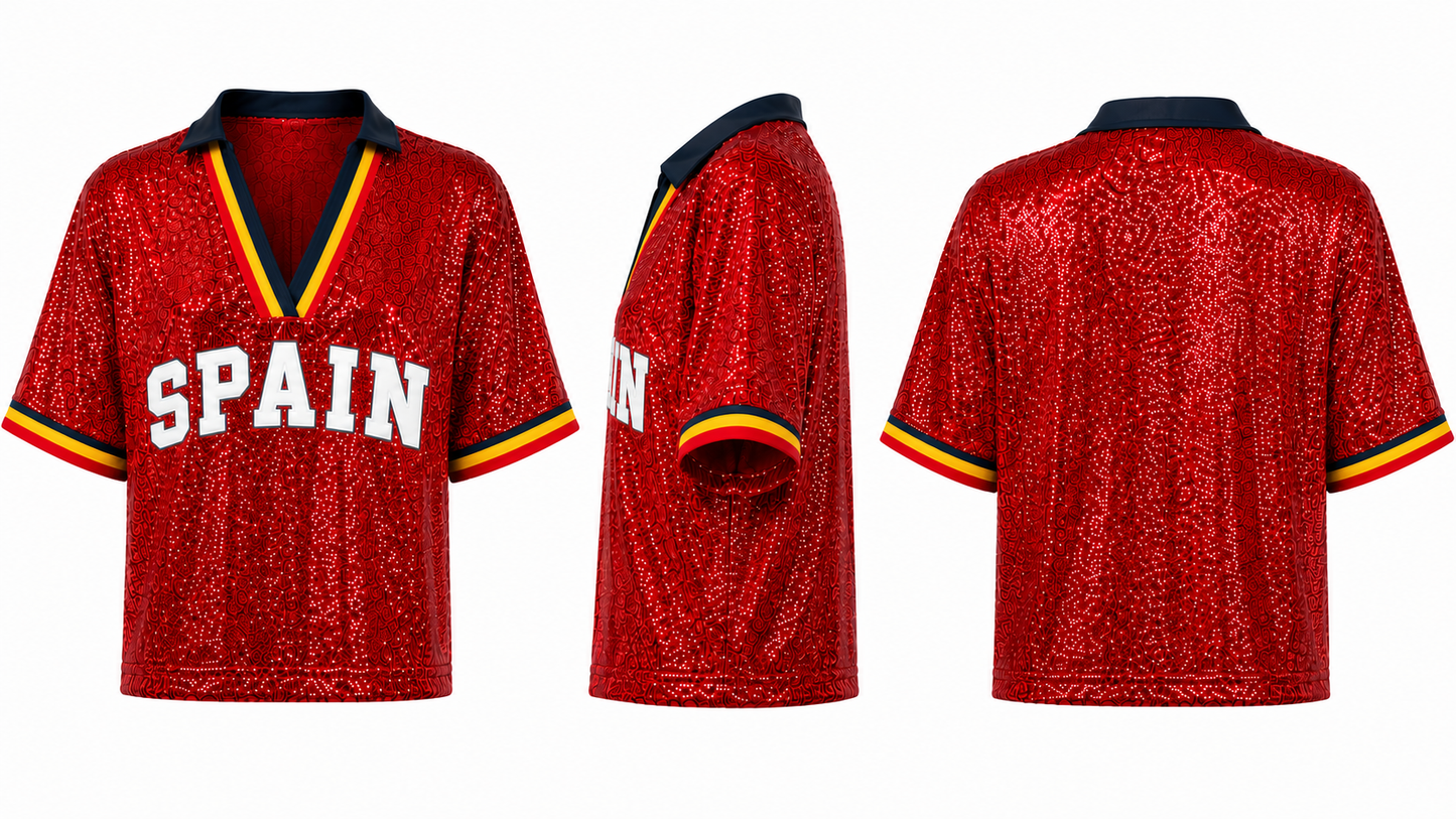 World Football Sequin Crop Top | National Team Inspired Jerseys