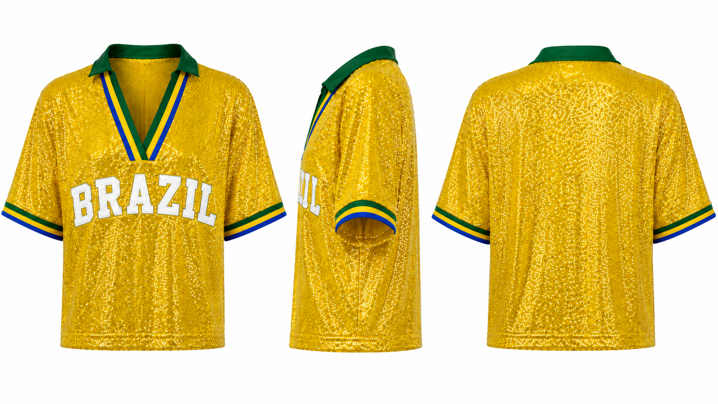 World Football Sequin Crop Top | National Team Inspired Jerseys