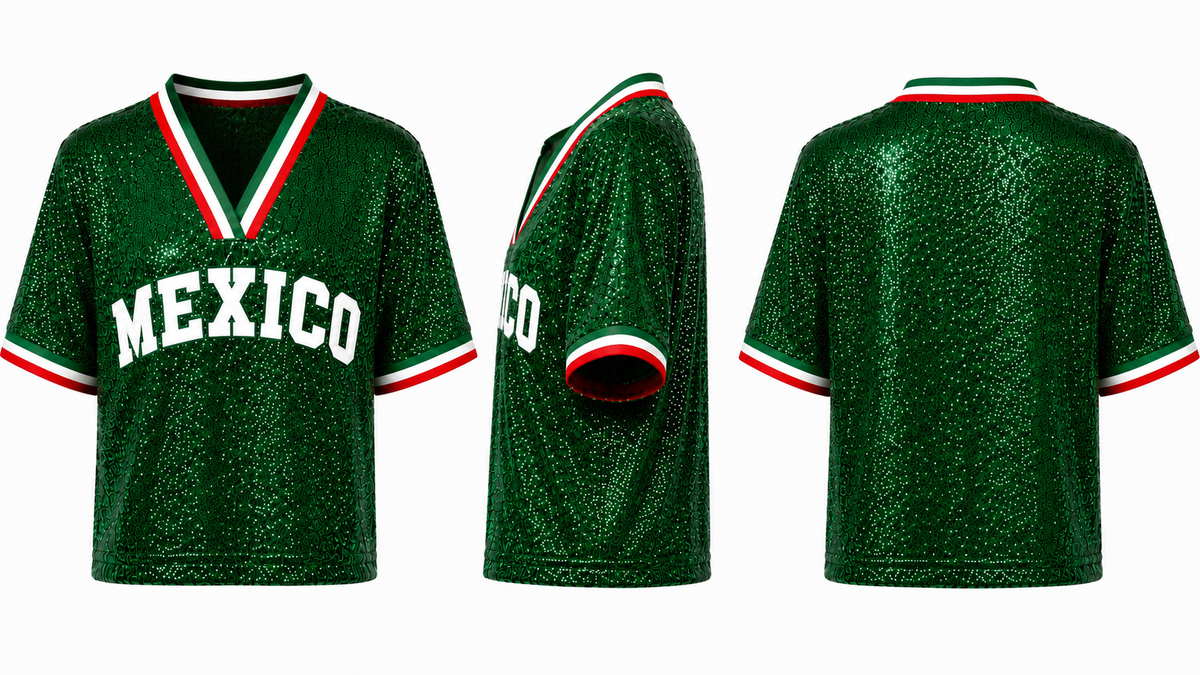 World Football Sequin Crop Top | National Team Inspired Jerseys