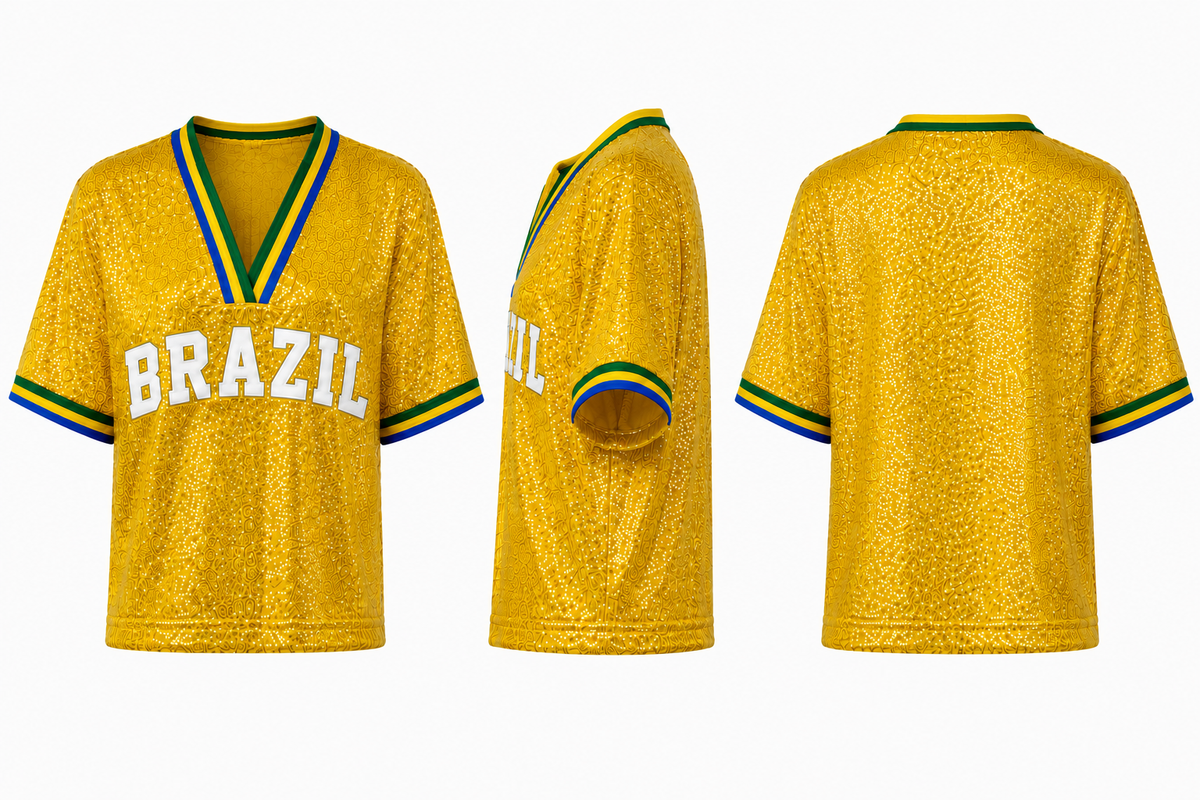 World Football Sequin Crop Top | National Team Inspired Jerseys