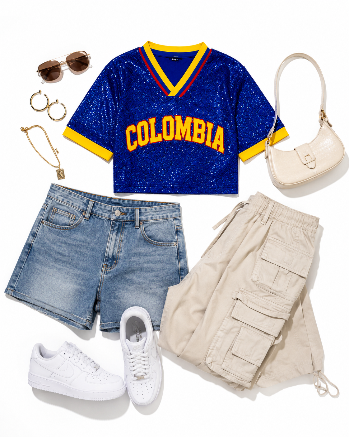 World Football Sequin Crop Top | National Team Inspired Jerseys
