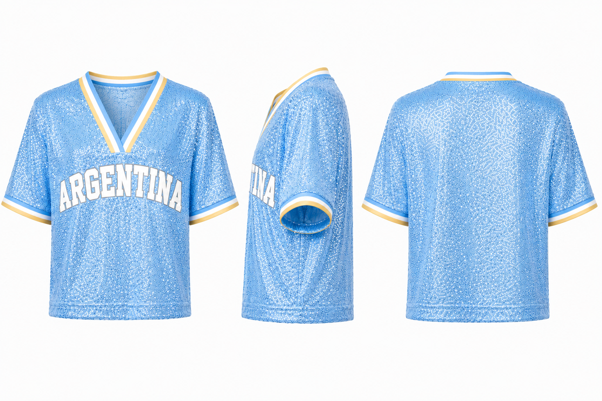 World Football Sequin Crop Top | National Team Inspired Jerseys