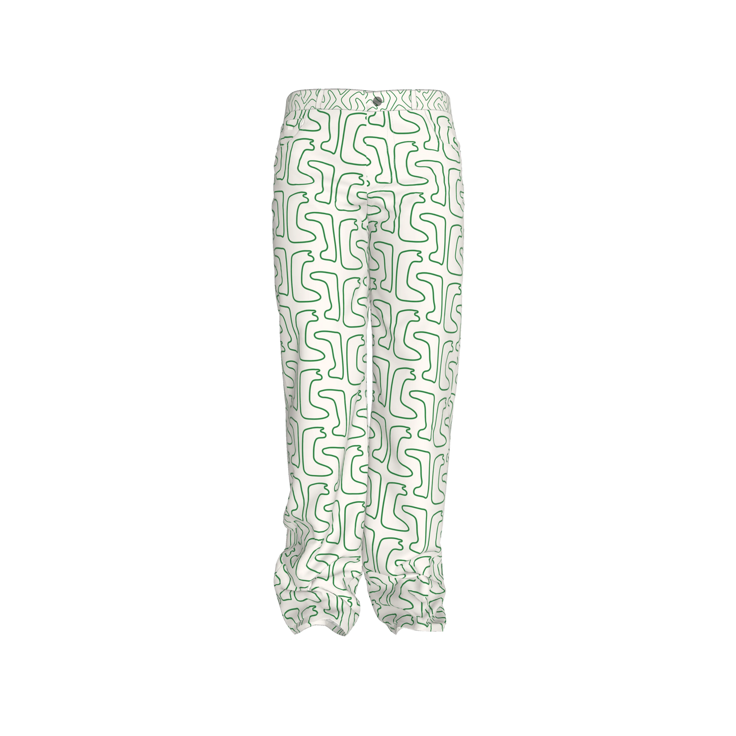 Off White/Peridot Maze Pattern Straight Leg Jeans