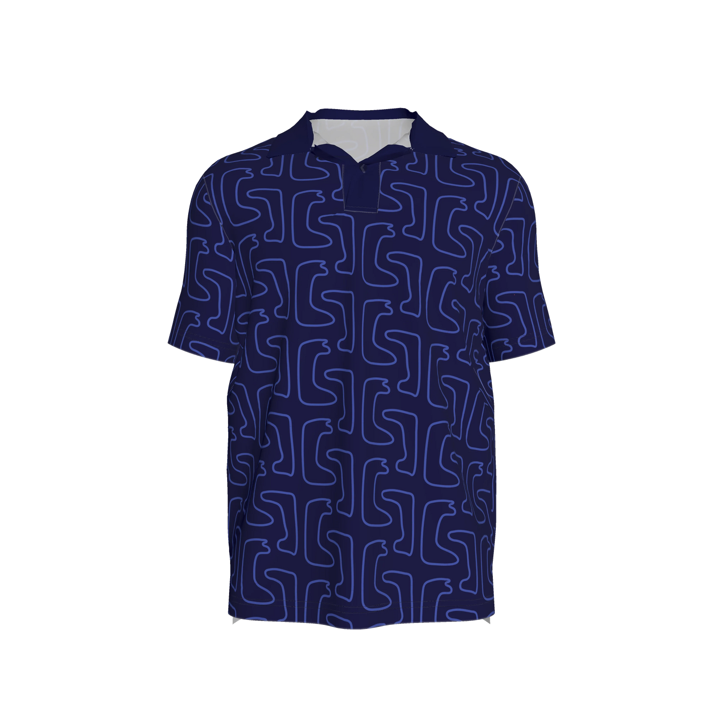 Maze Pattern Polo Shirt Short Sleeves | Indigo Blue Edition
