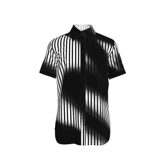 Graffiti Stripes Short Sleeves Dress Shirt