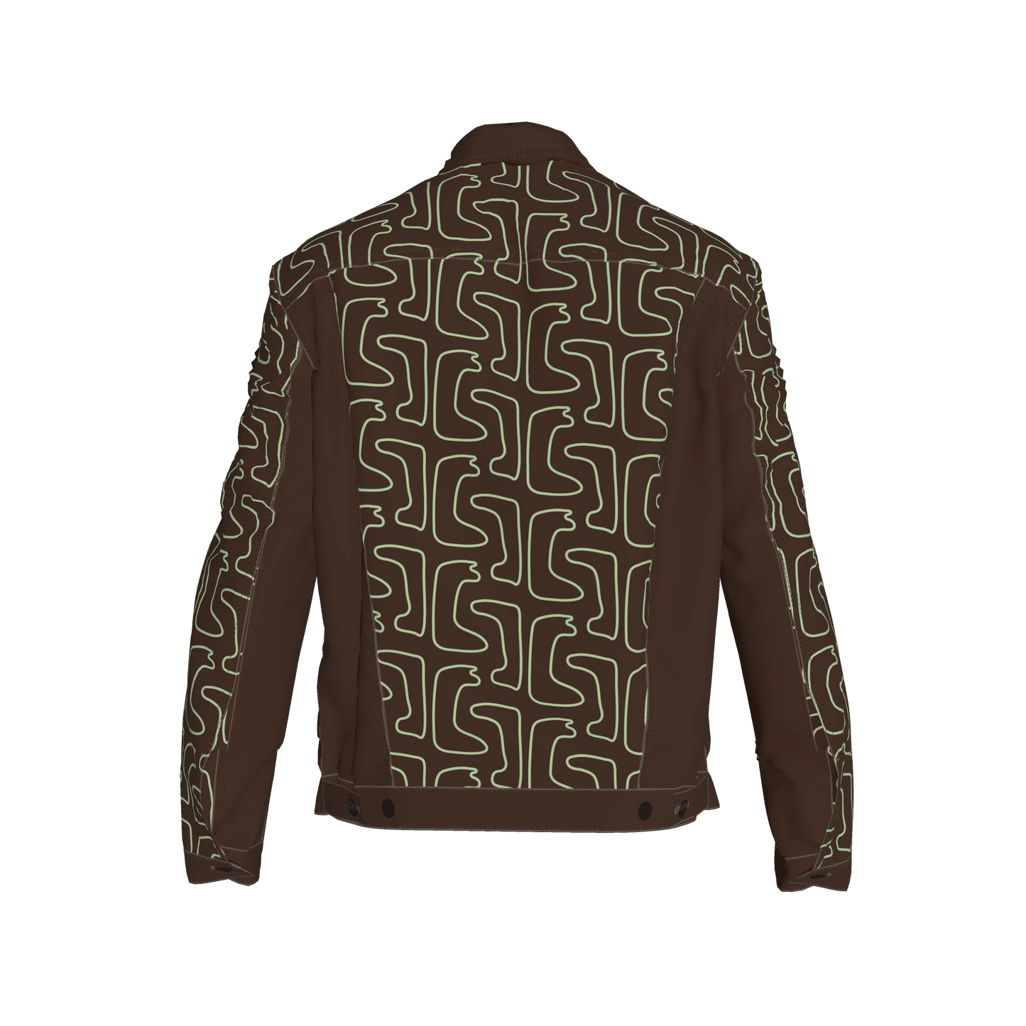 Maze Pattern Jean Jacket Green/Brown Edition