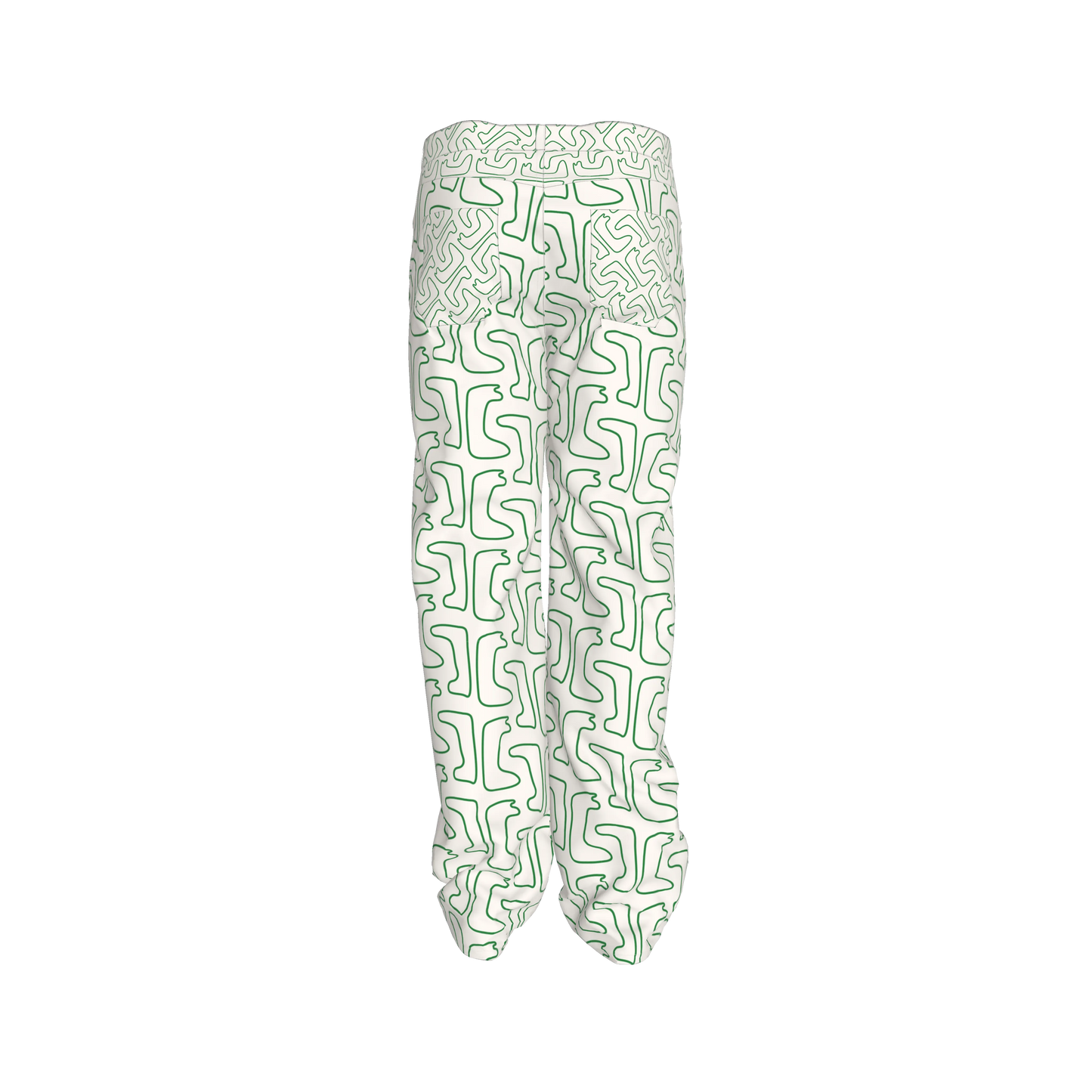 Off White/Peridot Maze Pattern Straight Leg Jeans