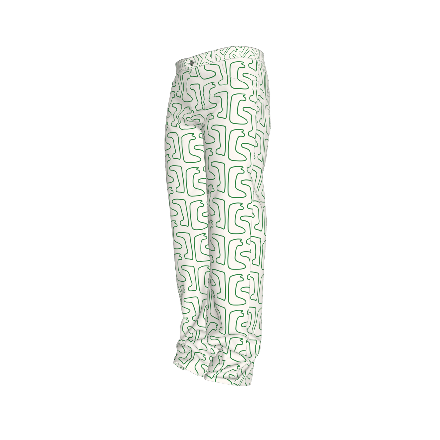 Off White/Peridot Maze Pattern Straight Leg Jeans