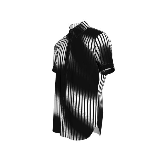 Graffiti Stripes Short Sleeves Dress Shirt