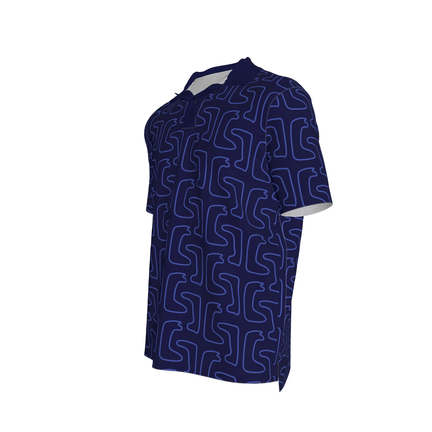 Maze Pattern Polo Shirt Short Sleeves | Indigo Blue Edition