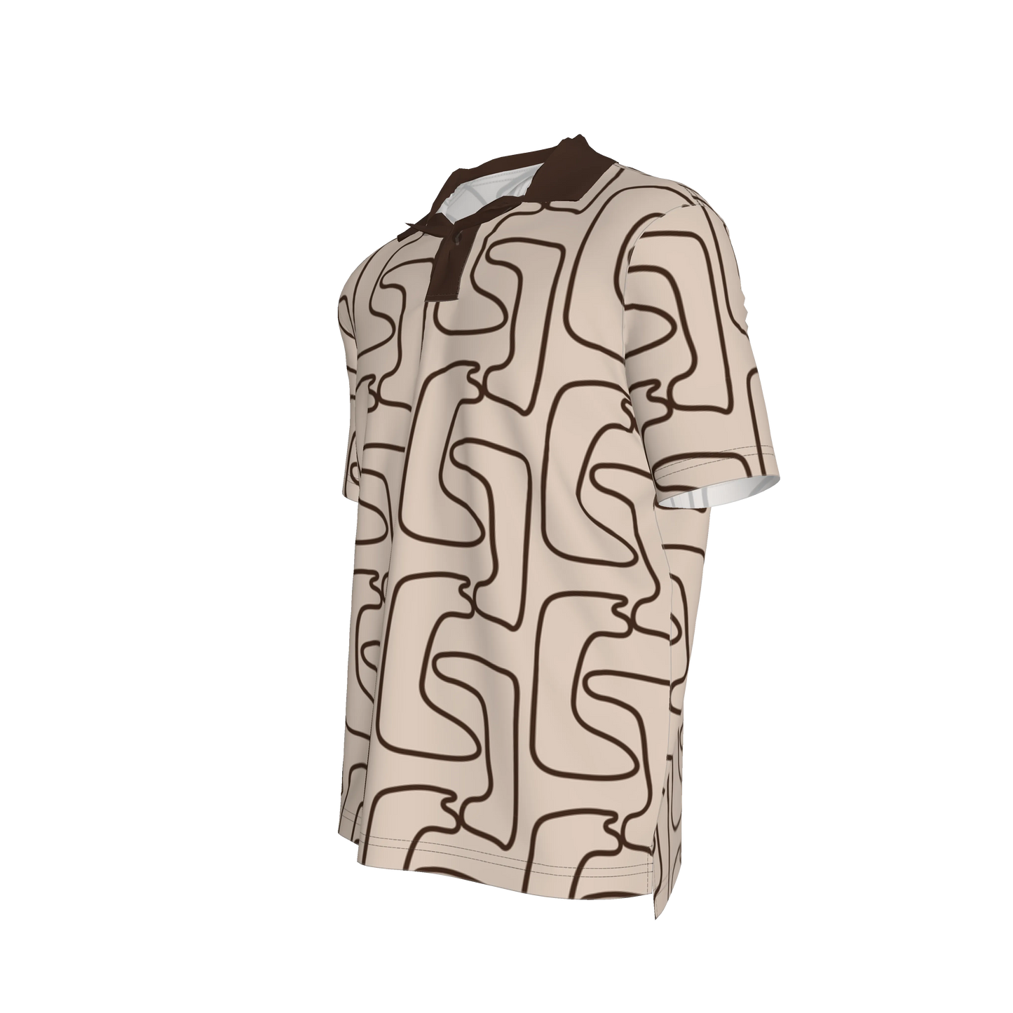 Polo Shirt | Maze Pattern Brown/Beige Oversized Print