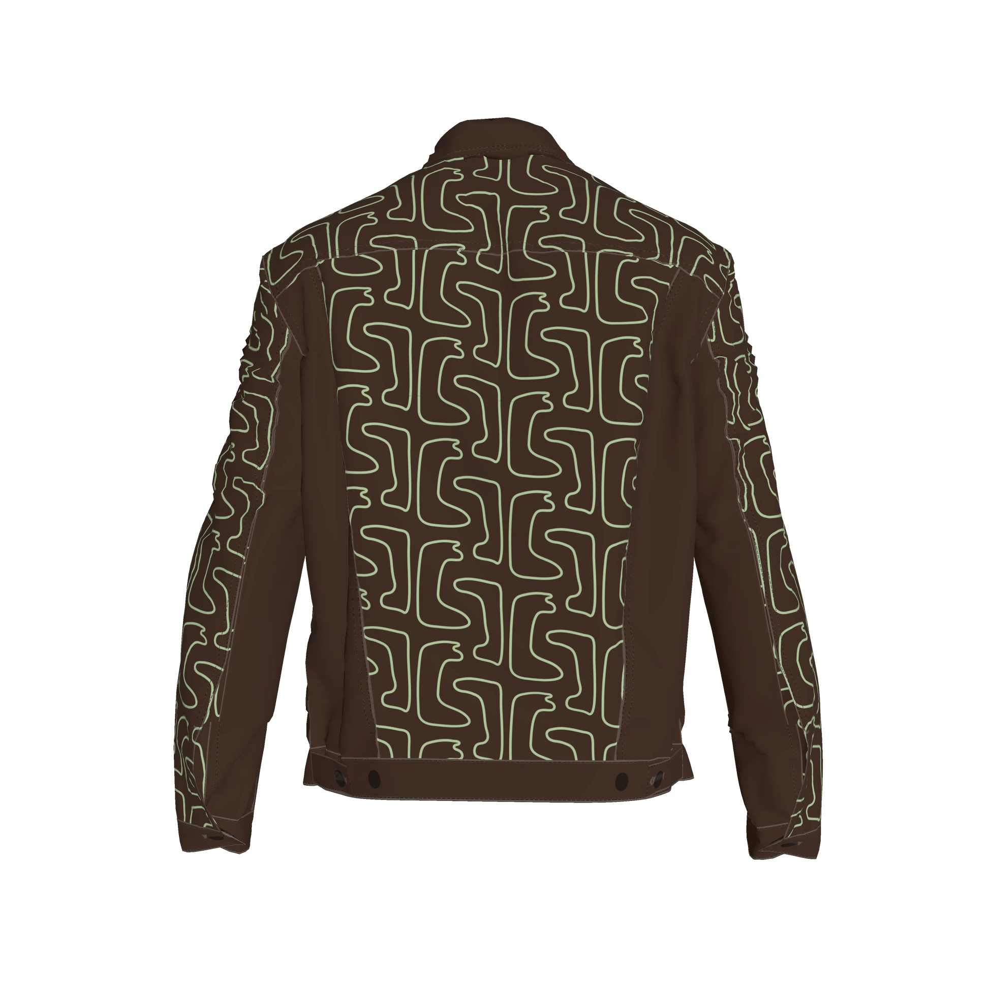 Jean Jacket Green Maze Print 