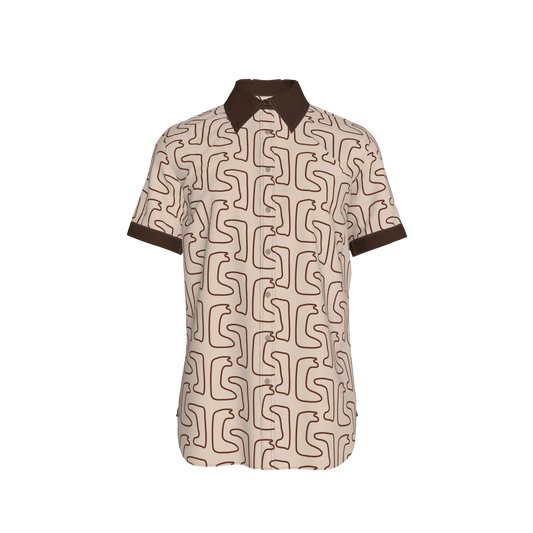 Maze Pattern Shirt – Beige/Brown Edition