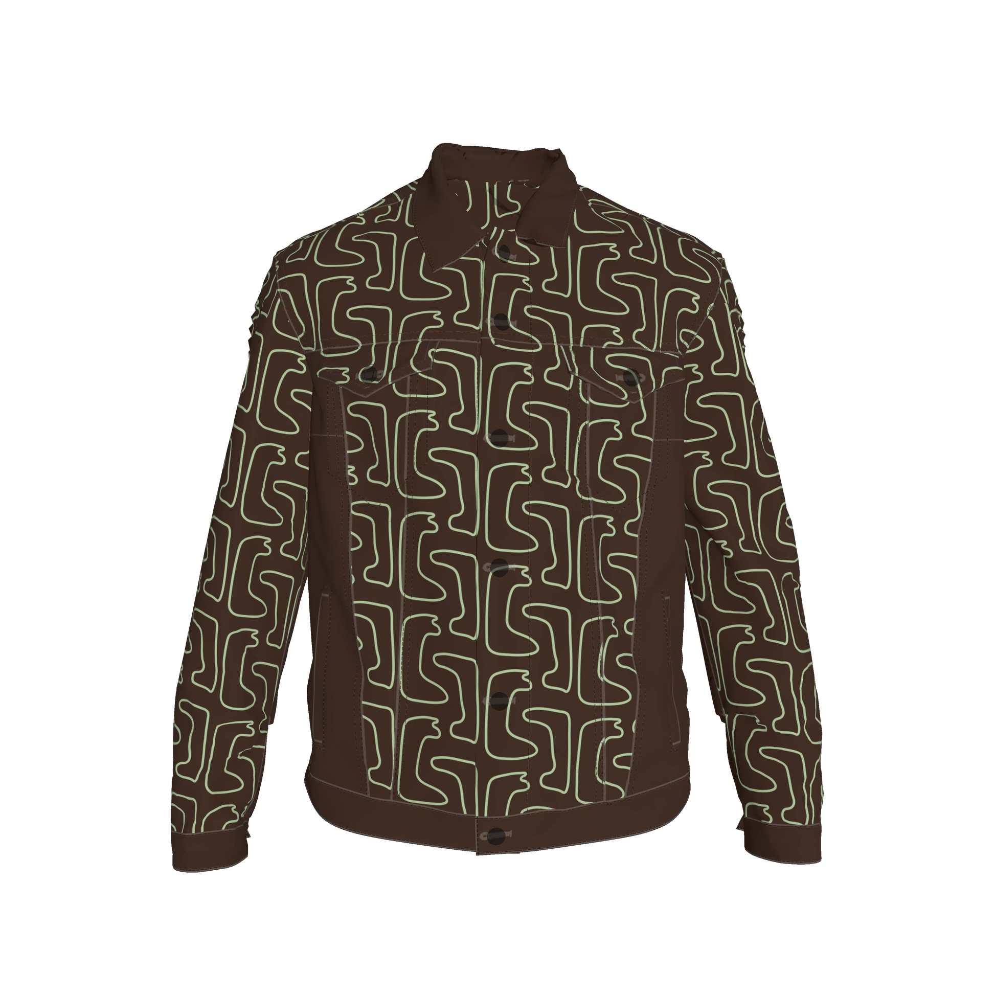 Jean Jacket Green Maze Print 