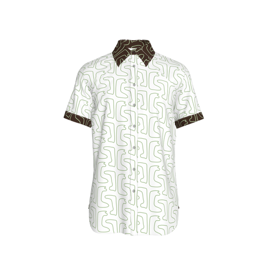 Maze Pattern Shirt Color Blocked – Short Sleeve Dress Shirt
