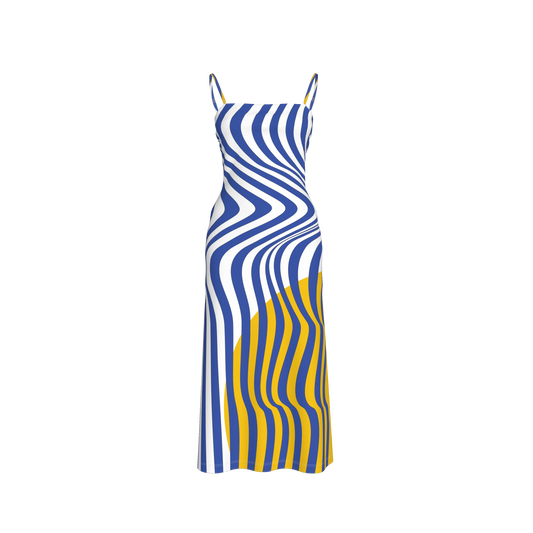 Blue Stripes Yellow circle Dress