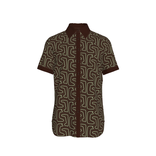 Maze Pattern Shirt – Green/Brown Edition