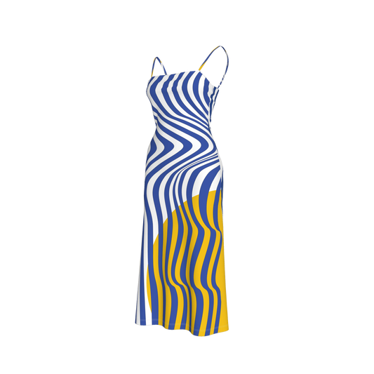 Blue Stripes Yellow circle Dress